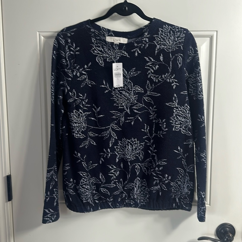 Loft Navy Blue and White Woman’s Shirt